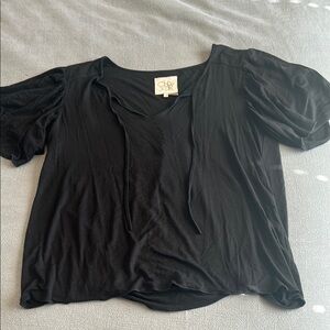 Chaser Black Relaxed Short Sleeve Blouse